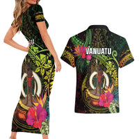 Vanuatu Couples Matching Short Sleeve Bodycon Dress and Hawaiian Shirt Be Strong Pray For Port Vila LT05 - Polynesian Pride