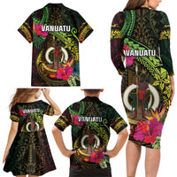 Vanuatu Family Matching Long Sleeve Bodycon Dress and Hawaiian Shirt Be Strong Pray For Port Vila LT05 - Polynesian Pride