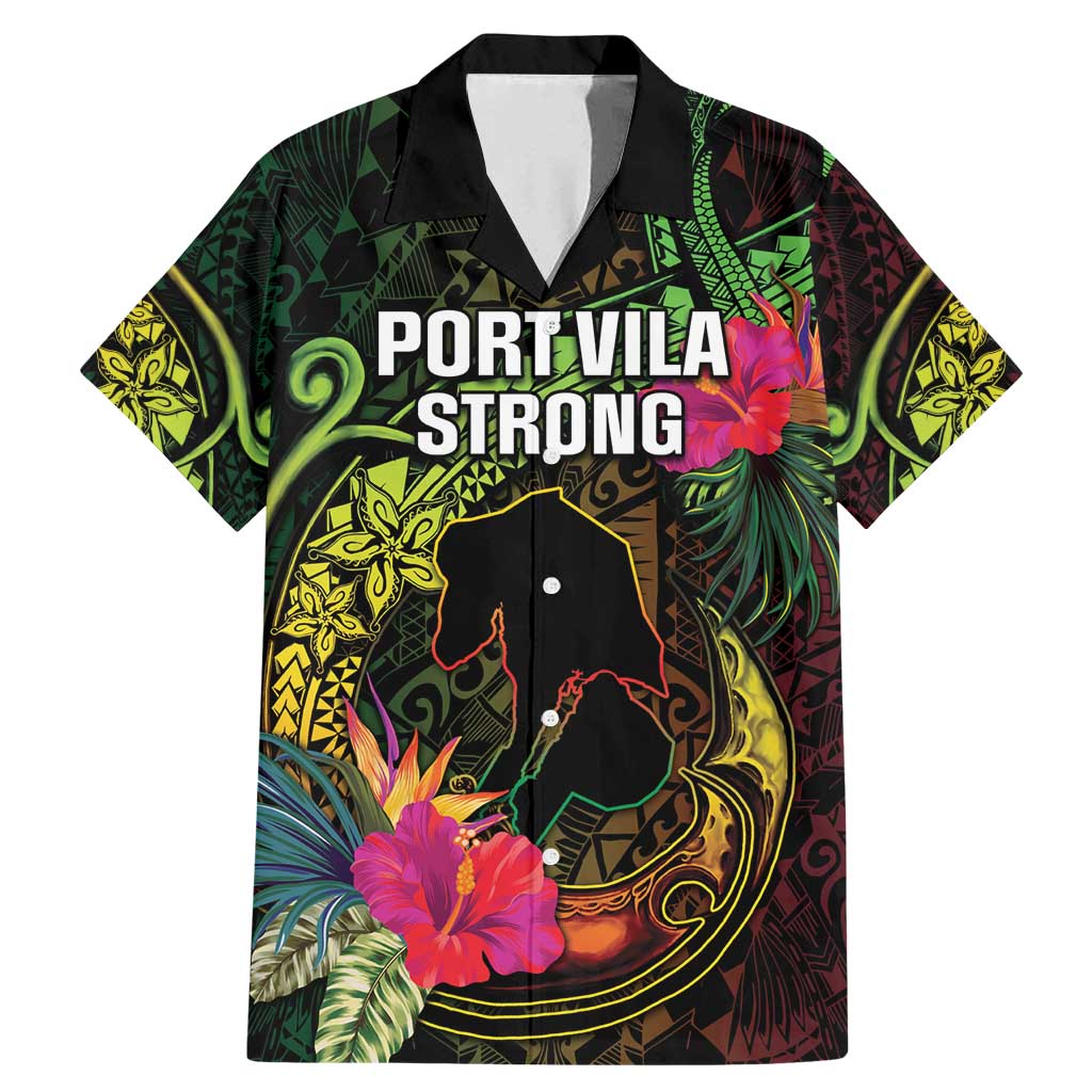 Vanuatu Family Matching Mermaid Dress and Hawaiian Shirt Be Strong Pray For Port Vila LT05 Dad's Shirt - Short Sleeve Black - Polynesian Pride