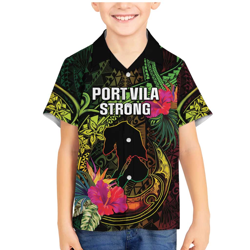 Vanuatu Family Matching Mermaid Dress and Hawaiian Shirt Be Strong Pray For Port Vila LT05 Son's Shirt Black - Polynesian Pride