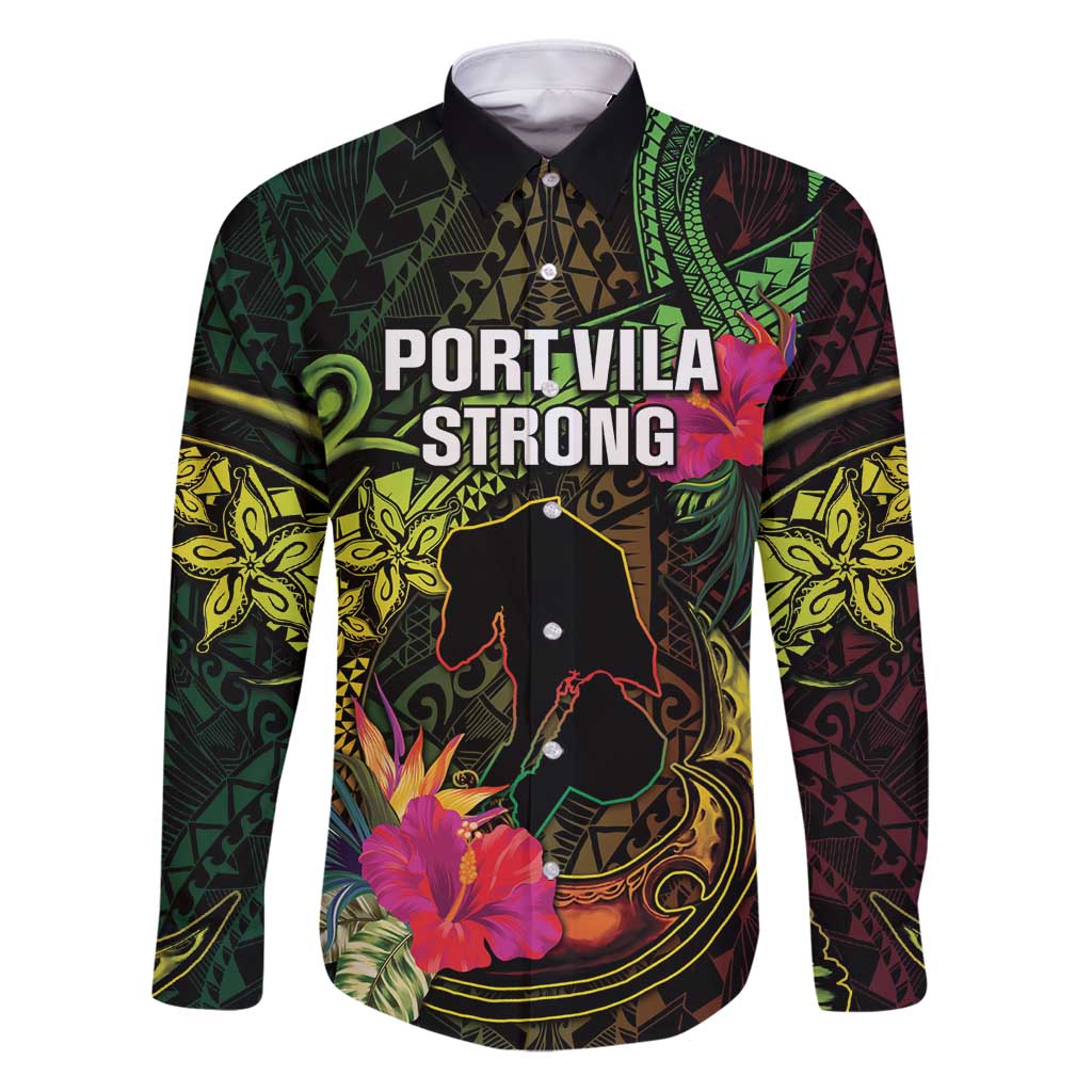 Vanuatu Family Matching Puletasi and Hawaiian Shirt Be Strong Pray For Port Vila LT05 Dad's Shirt - Long Sleeve Black - Polynesian Pride