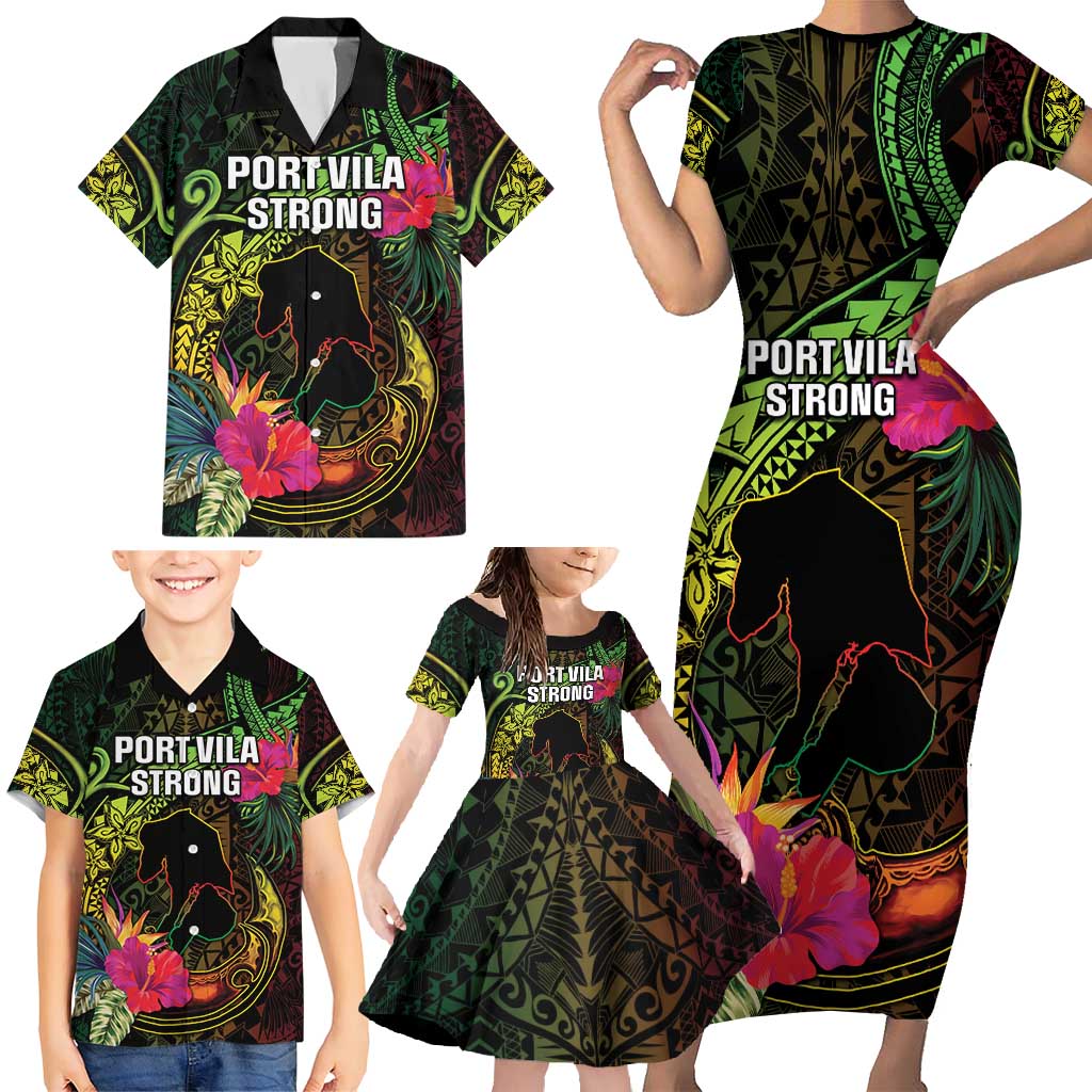 Vanuatu Family Matching Short Sleeve Bodycon Dress and Hawaiian Shirt Be Strong Pray For Port Vila LT05 - Polynesian Pride