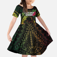 Vanuatu Family Matching Summer Maxi Dress and Hawaiian Shirt Be Strong Pray For Port Vila LT05 Daughter's Dress Black - Polynesian Pride