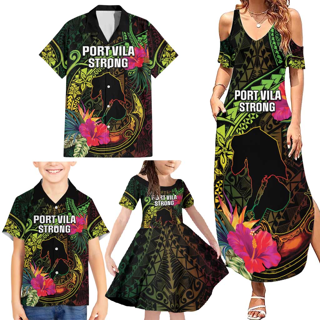 Vanuatu Family Matching Summer Maxi Dress and Hawaiian Shirt Be Strong Pray For Port Vila LT05 - Polynesian Pride
