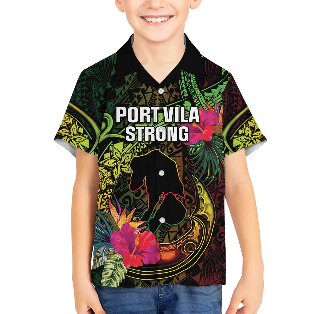 Vanuatu Family Matching Summer Maxi Dress and Hawaiian Shirt Be Strong Pray For Port Vila LT05 Son's Shirt Black - Polynesian Pride
