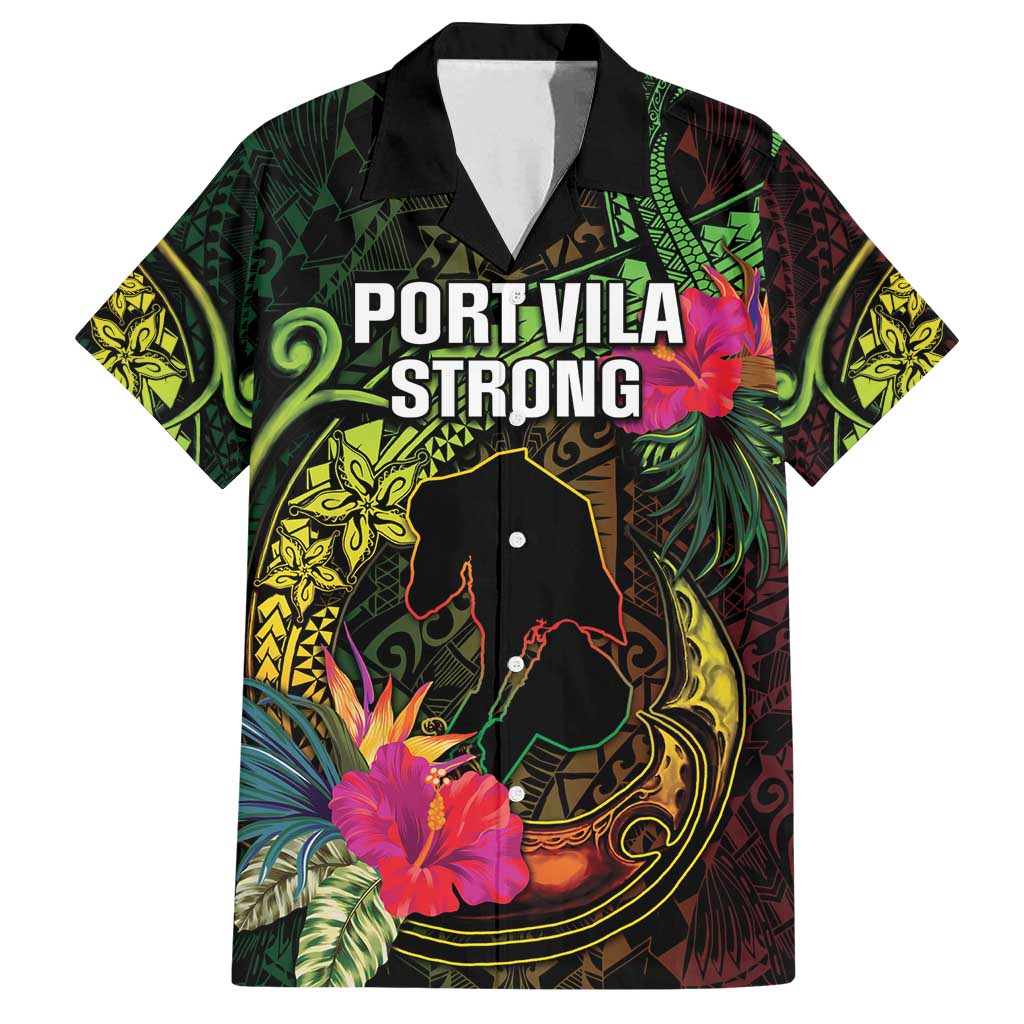Vanuatu Family Matching Tank Maxi Dress and Hawaiian Shirt Be Strong Pray For Port Vila LT05 Dad's Shirt - Short Sleeve Black - Polynesian Pride