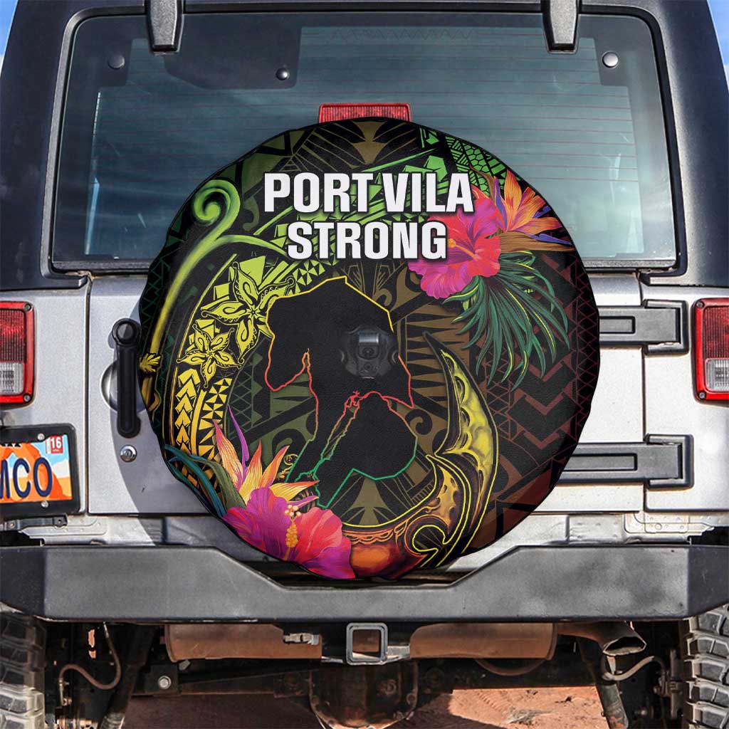 Vanuatu Spare Tire Cover Be Strong Pray For Port Vila LT05 Black - Polynesian Pride