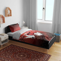 Hawaii and Japan Together Bedding Set Polynesian Art Tattoo With Cranes And Sakura - Polynesian Pride