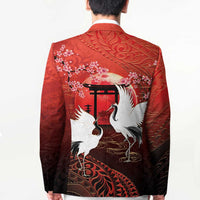 Hawaii and Japan Together Blazer Polynesian Art Tattoo With Cranes And Sakura LT05 - Polynesian Pride