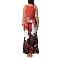 Hawaii and Japan Together Family Matching Tank Maxi Dress and Hawaiian Shirt Polynesian Art Tattoo With Cranes And Sakura LT05 - Polynesian Pride