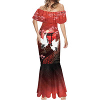 Hawaii and Japan Together Mermaid Dress Polynesian Art Tattoo With Cranes And Sakura LT05 - Polynesian Pride