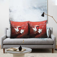 Hawaii and Japan Together Pillow Cover Polynesian Art Tattoo With Cranes And Sakura LT05 - Polynesian Pride