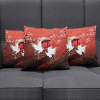 Hawaii and Japan Together Pillow Cover Polynesian Art Tattoo With Cranes And Sakura LT05 - Polynesian Pride