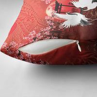Hawaii and Japan Together Pillow Cover Polynesian Art Tattoo With Cranes And Sakura LT05 - Polynesian Pride