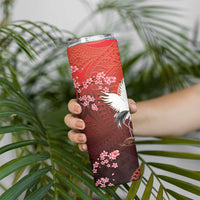 Hawaii and Japan Together Skinny Tumbler Polynesian Art Tattoo With Cranes And Sakura LT05 - Polynesian Pride