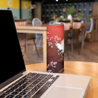 Hawaii and Japan Together Skinny Tumbler Polynesian Art Tattoo With Cranes And Sakura LT05 - Polynesian Pride