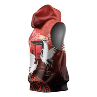 Hawaii and Japan Together Sleeveless Hoodie Polynesian Art Tattoo With Cranes And Sakura LT05 - Polynesian Pride