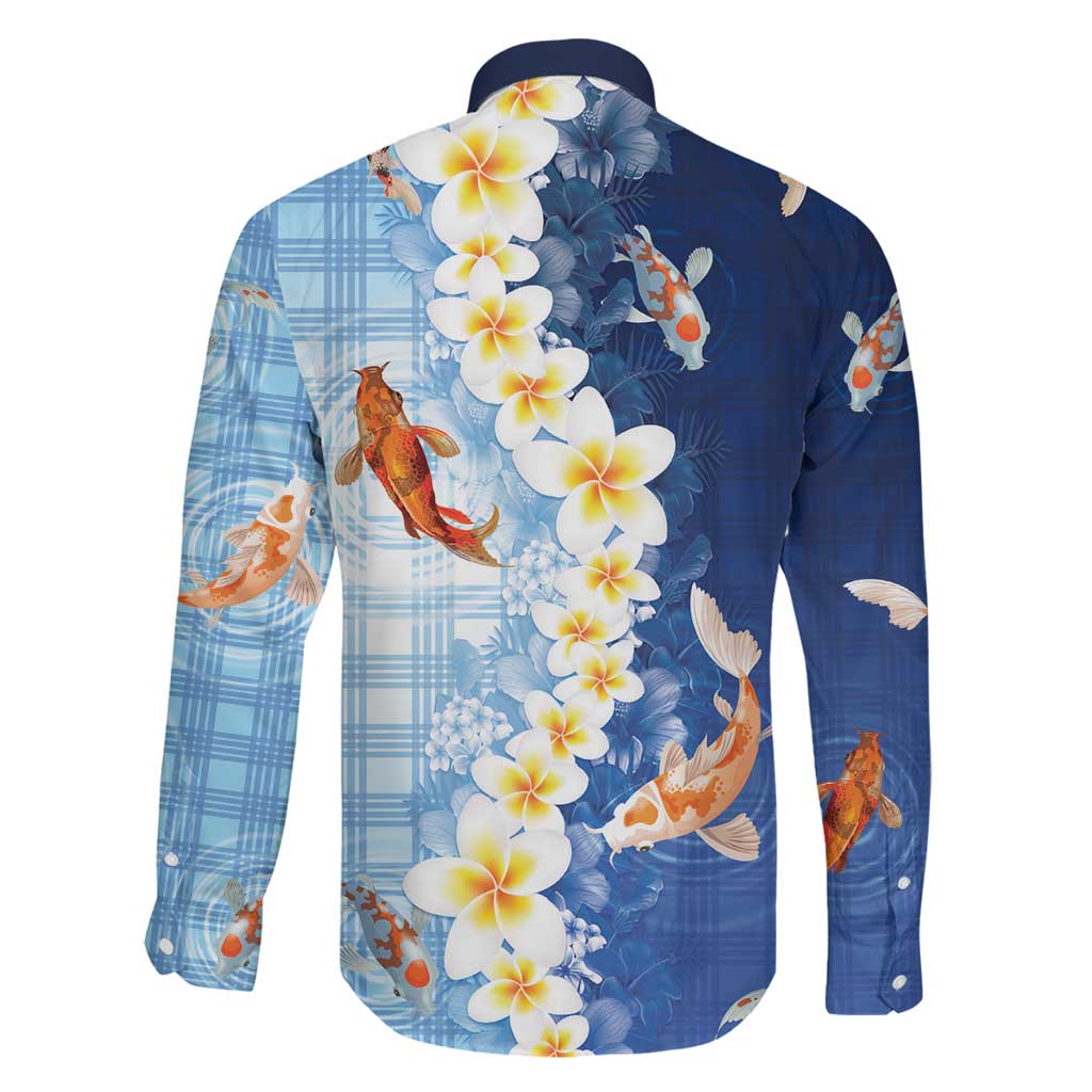 Hawaii And Japan Family Matching Tank Maxi Dress and Hawaiian Shirt Plumeria Lei With Koi Fish Blue LT05 - Polynesian Pride