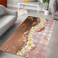 Hawaii And Japan Area Rug Plumeria Lei With Koi Fish Beige LT05 - Polynesian Pride