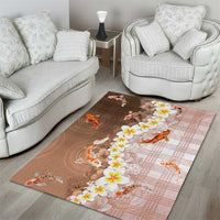Hawaii And Japan Area Rug Plumeria Lei With Koi Fish Beige LT05 - Polynesian Pride