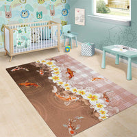 Hawaii And Japan Area Rug Plumeria Lei With Koi Fish Beige LT05 - Polynesian Pride