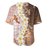 Hawaii And Japan Baseball Jersey Plumeria Lei With Koi Fish Beige LT05 - Polynesian Pride