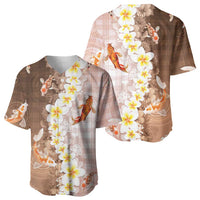 Hawaii And Japan Baseball Jersey Plumeria Lei With Koi Fish Beige LT05 - Polynesian Pride