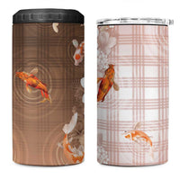 Hawaii And Japan 4 in 1 Can Cooler Tumbler Plumeria Lei With Koi Fish Beige LT05 One Size: 16 oz Beige - Polynesian Pride