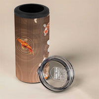 Hawaii And Japan 4 in 1 Can Cooler Tumbler Plumeria Lei With Koi Fish Beige LT05 - Polynesian Pride