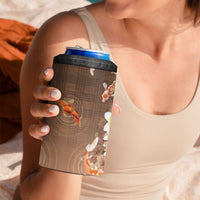 Hawaii And Japan 4 in 1 Can Cooler Tumbler Plumeria Lei With Koi Fish Beige LT05 - Polynesian Pride