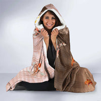 Hawaii And Japan Hooded Blanket Plumeria Lei With Koi Fish Beige - Polynesian Pride