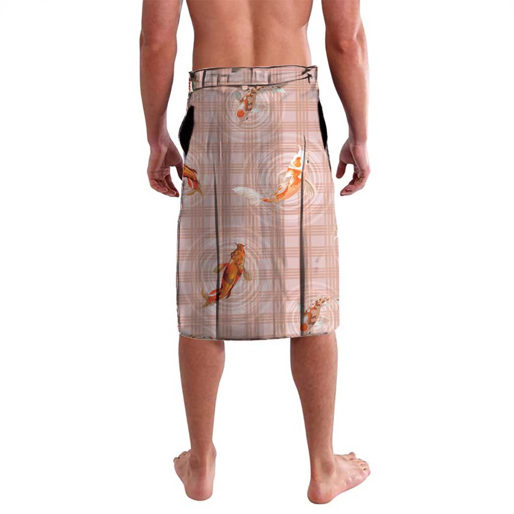 Hawaii And Japan Lavalava Plumeria Lei With Koi Fish Beige - Polynesian Pride