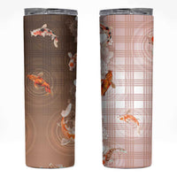 Hawaii And Japan Skinny Tumbler Plumeria Lei With Koi Fish Beige LT05 Beige - Polynesian Pride