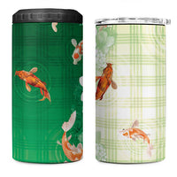 Hawaii And Japan 4 in 1 Can Cooler Tumbler Plumeria Lei With Koi Fish Green LT05 One Size: 16 oz Green - Polynesian Pride