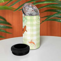 Hawaii And Japan 4 in 1 Can Cooler Tumbler Plumeria Lei With Koi Fish Green LT05 - Polynesian Pride