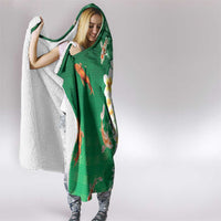 Hawaii And Japan Hooded Blanket Plumeria Lei With Koi Fish Green - Polynesian Pride