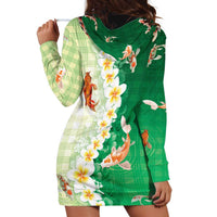 Hawaii And Japan Hoodie Dress Plumeria Lei With Koi Fish Green LT05 - Polynesian Pride