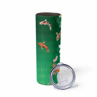 Hawaii And Japan Skinny Tumbler Plumeria Lei With Koi Fish Green LT05 - Polynesian Pride