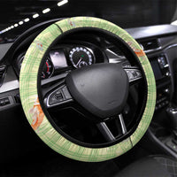 Hawaii And Japan Steering Wheel Cover Plumeria Lei With Koi Fish Green LT05 Universal Fit Green - Polynesian Pride