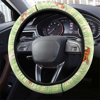 Hawaii And Japan Steering Wheel Cover Plumeria Lei With Koi Fish Green LT05 - Polynesian Pride
