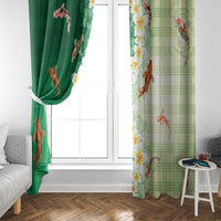 Hawaii And Japan Window Curtain Plumeria Lei With Koi Fish Green LT05 - Polynesian Pride