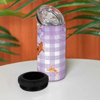 Hawaii And Japan 4 in 1 Can Cooler Tumbler Plumeria Lei With Koi Fish Purple LT05 - Polynesian Pride