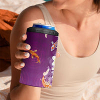 Hawaii And Japan 4 in 1 Can Cooler Tumbler Plumeria Lei With Koi Fish Purple LT05 - Polynesian Pride