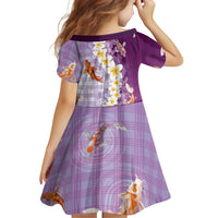 Hawaii And Japan Family Matching Summer Maxi Dress and Hawaiian Shirt Plumeria Lei With Koi Fish Purple LT05 - Polynesian Pride