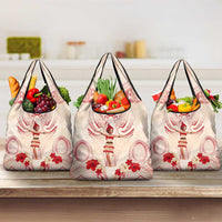 Siva Samoa Grocery Bag Samoan Taupou With Polynesian Pattern