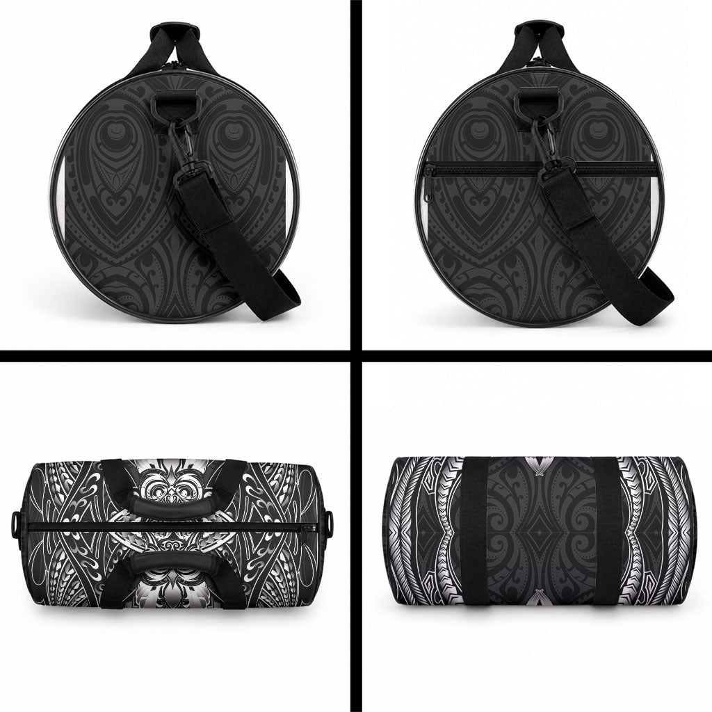 New Zealand Morepork Duffle Bag Maori Pattern Black LT05 - Polynesian Pride
