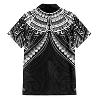New Zealand Morepork Family Matching Off The Shoulder Long Sleeve Dress and Hawaiian Shirt Maori Pattern Black LT05 - Polynesian Pride