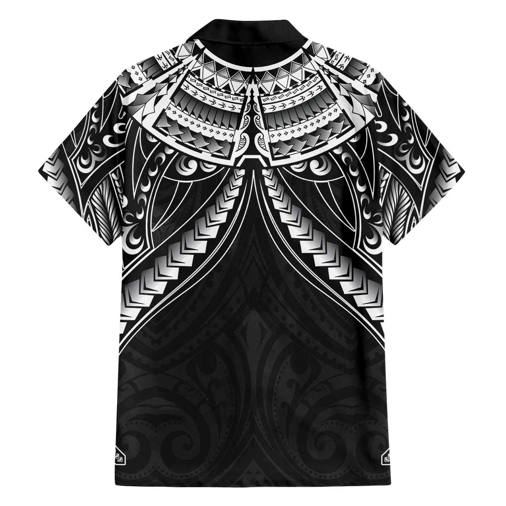 New Zealand Morepork Family Matching Off Shoulder Short Dress and Hawaiian Shirt Maori Pattern Black LT05 - Polynesian Pride