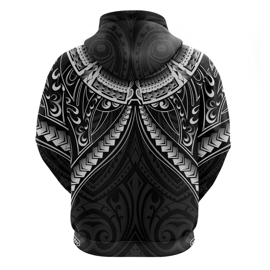 New Zealand Morepork Hoodie Maori Pattern Black LT05 - Polynesian Pride