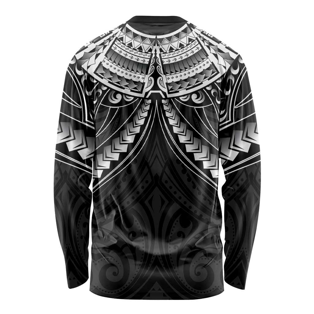 New Zealand Morepork Long Sleeve Shirt Maori Pattern Black